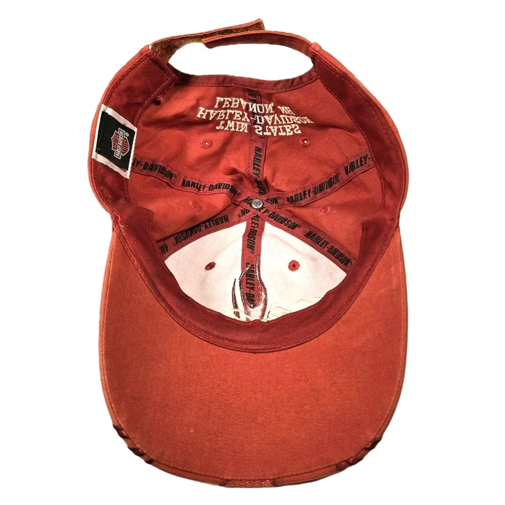 Vintage Harley-Davidson Adjustable Baseball Cap Orange Flames Lebanon, NH